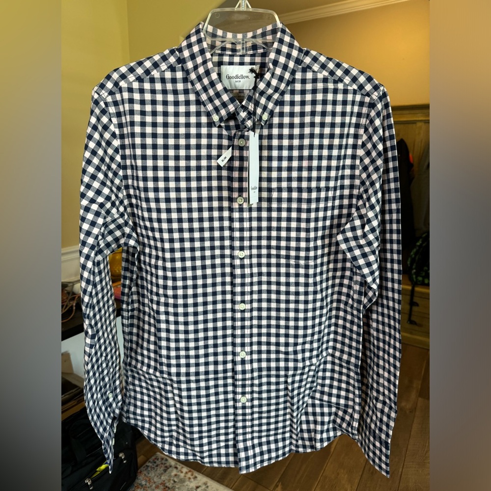 Goodfellow checkered button down men’s slim medium